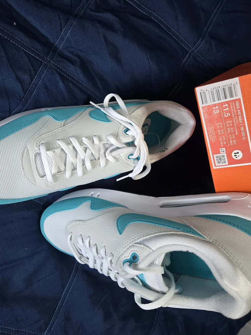 Nike Air Max White and Teal Sneakers